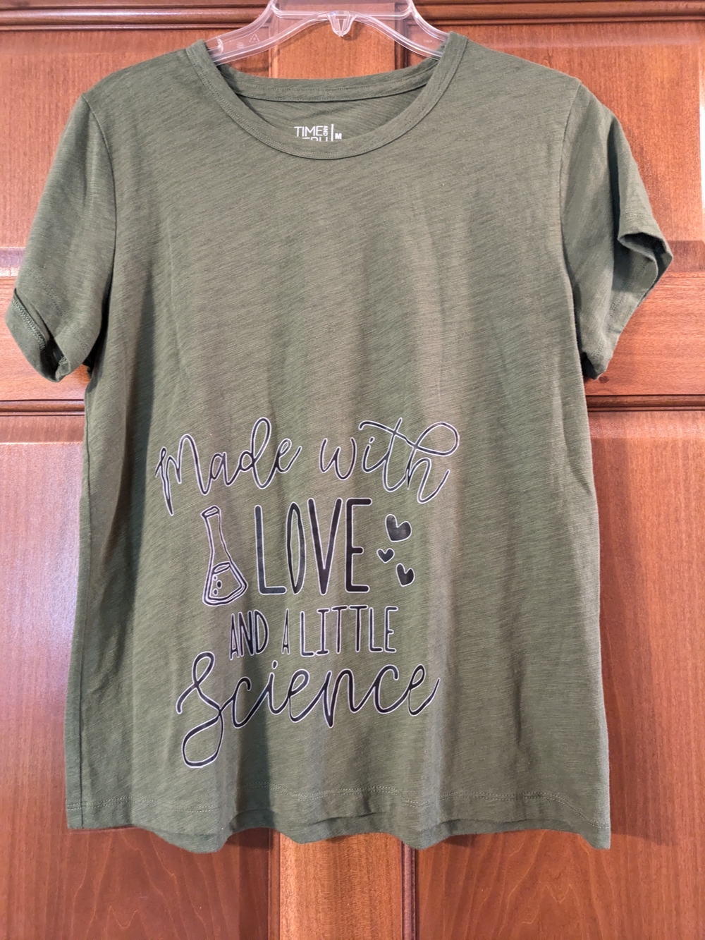 Made with Love and a Little Science Women's Maternity T-Shirt - Olive Green Med